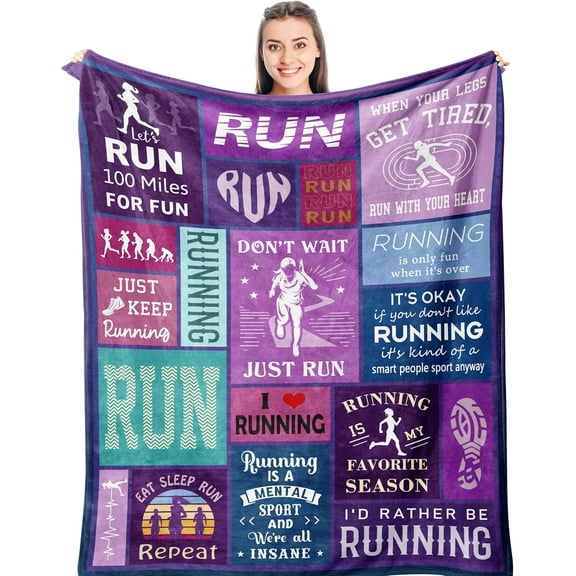Running Gifts for Women Blanket, Cool Running Gifts for Her, Gifts for Runners Female, Running Accessories Throw, Cross Country Running Gifts, Marathon Gift for Girls/Women Soft Blankets 50" x 60"