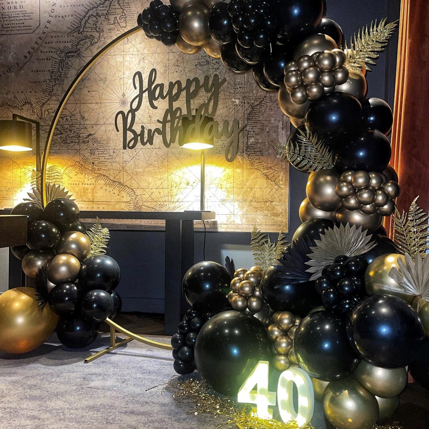 6 Ballons Happy New Year Noir Et Or 30 Cm - Beaux-Arts