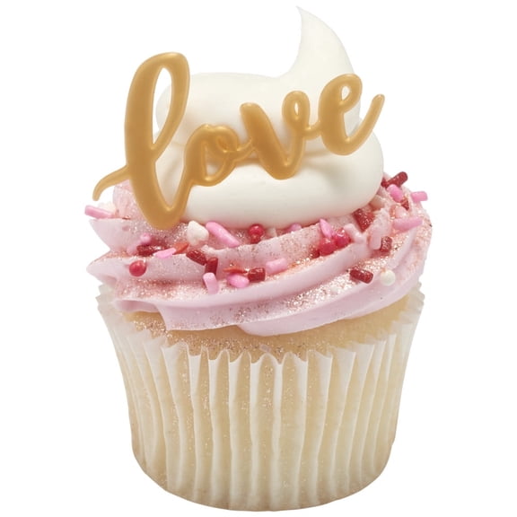 Cake Drake Cupcake Layon Gold Love Script 24 Count Edible Decorations
