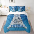 thumbnail image 3 of Feelyou American Sports Lover Twin Bedding Sets 7-Piece, Est Sleep Football Bedding Comforter Set, Blue Grey Abstract Line Reversible Sheet Sets, Super Cozy Room Decor, 3 of 8