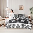 thumbnail image 5 of Homewish Spooky Skull Skeleton 7-Piece Twin Bedding,Hipple Damask Floral Bedding Comforter Set,Halloween Bed Set,Black Reversible, 5 of 8