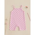 thumbnail image 3 of BemeyourBBs Baby Girl Summer Jumpsuit Sleeveless Checkered Print Romper Shorts, 3 of 9