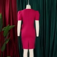 thumbnail image 4 of AURA Plus Size Bodycon Midi Dress Ruffle Detail High Waist Crewneck Short Sleeve Elegant Summer Office Dress with Zipper, 4 of 9