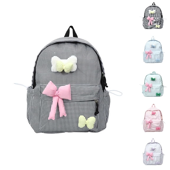 HJYCHN Toddler Backpack Plaid Bow Design Large Capacity Daypack for Kids Boys Girls School Travel Kids School Backpack Black One Size