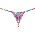 thumbnail image 2 of Botmois Men's Leopard Bordered Underwear Soft Thin Ice Silk Hipster G-string Micro Thong Purple L, 2 of 3