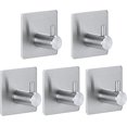 thumbnail image 1 of Gancho adhesivo de 5 piezas, gancho para toallas, gancho de pared de baño de acero inoxidable, gancho adhesivo impermeable y a prueba de aceite para cocina, sala de estar y oficina (plata) ACTIVE Biensenido a ACTIVE, 1 of 1
