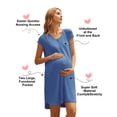 thumbnail image 2 of Ekouaer Labor Gown Maternity Nightgown Nightshirt Nightdress Short Sleeve Nursing Sleepshirt Labor Delivery Gowns Dark Blue, 2 of 6