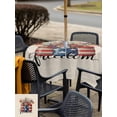 thumbnail image 5 of Outdoor Tablecloths with Umbrella Hole & Zipper, Independence Day 60x60 Inch Square Tablecloths, Spring Roses Flowers US Flag Rustic Plants Waterproof Table Cloth, Patio/Pool/Picnic Table Covers, 5 of 8