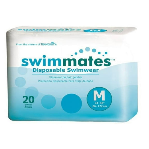 Swimmates Disposable Adult Swim Diapers, Tear Away Side Seams for Easy Removal, Medium, 20ct
