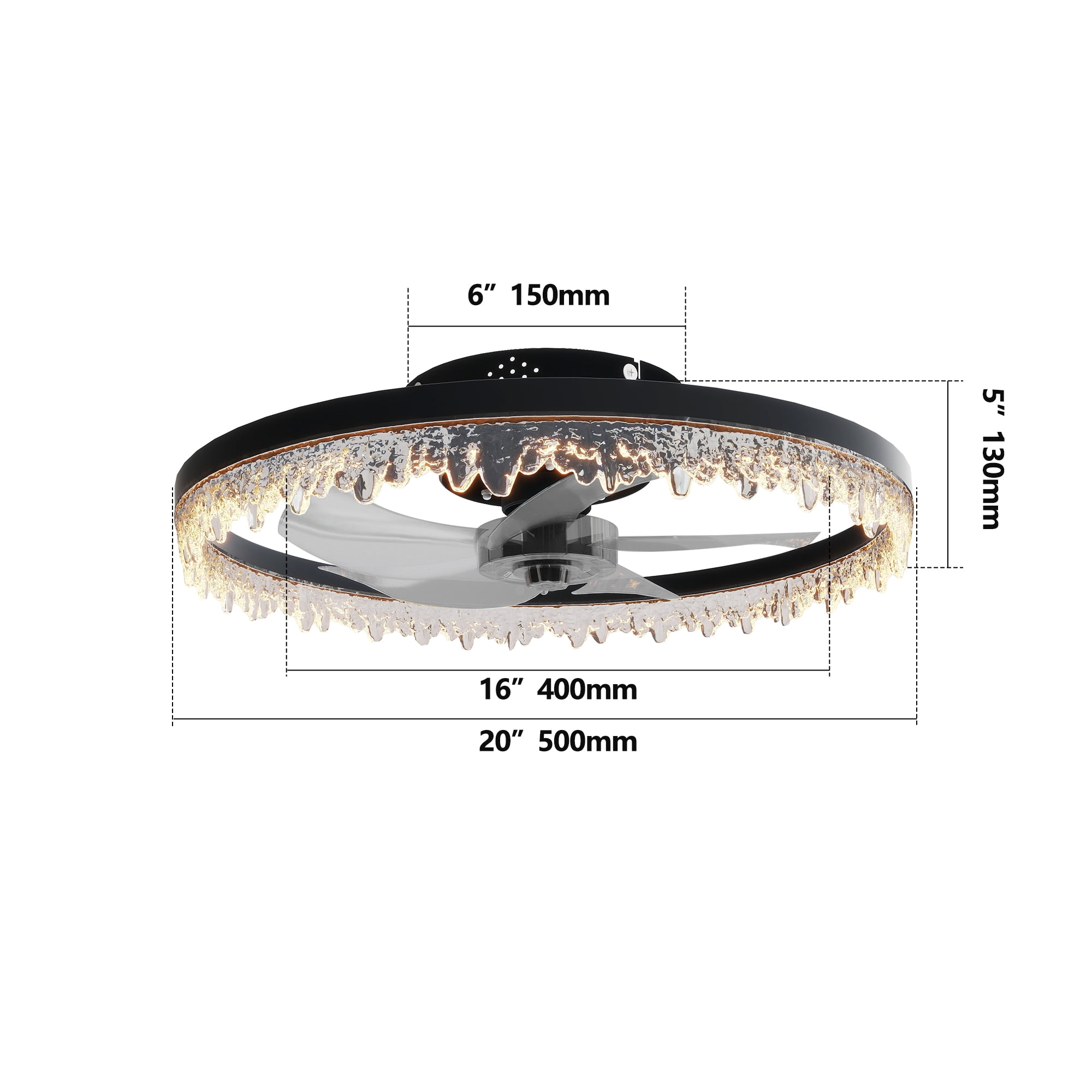 Miniyam LED Fan Light with Remote – Dimmable, 6 Speeds, 3 Color Temperatures, Smart Memory Function