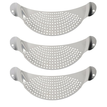 

3pcs Stainless Steel Pan Pot Drainer Spaghetti Pasta Strainer Easy Draining Kitchen Tool (Silver)