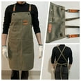 thumbnail image 5 of Work Apron Premium Canvas with Large Pockets - Ideal for Chefs, Mechanics, Carpenters, and Barbecue Enthusiasts - Unisex Design Makes a Great Gift (Grey green）, 5 of 7