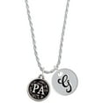 thumbnail image 1 of Delight Jewelry Silvertone Medical Assistant Caduceus Seal - PA Silvertone Script Initial Disc - G - Charm Necklace, 20"+3", 1 of 4