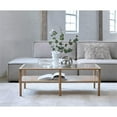 thumbnail image 2 of Modern Glass Top Coffee Table with Shelf - Natural Oak, 2 of 6