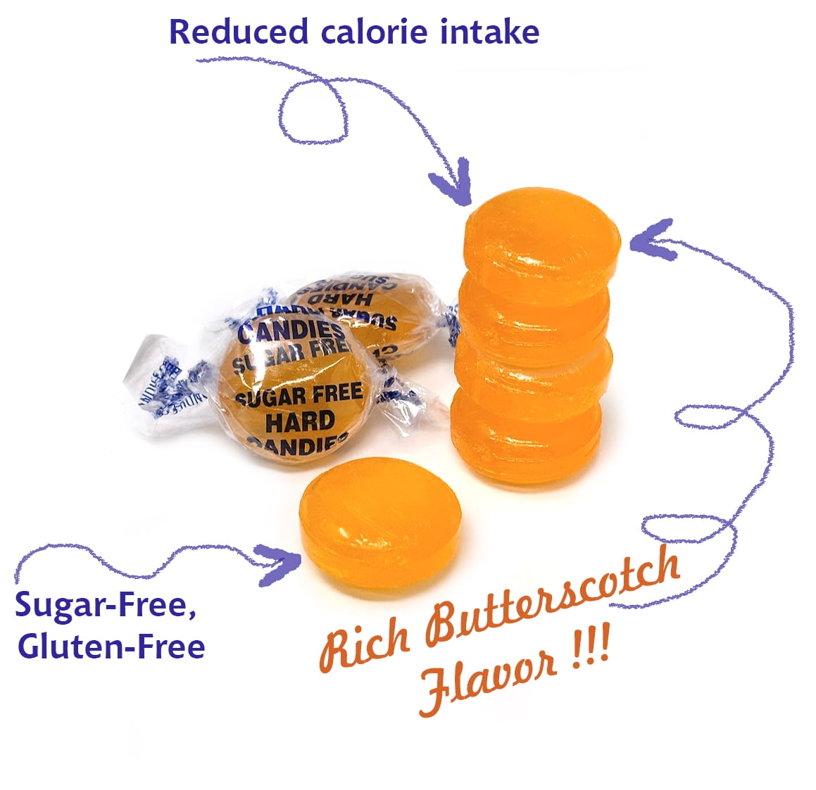 SweetGourmet Sugar-Free Butterscotch Buttons Hard Candy, 3 Pounds