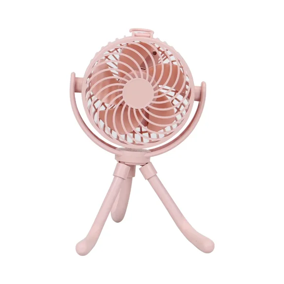 Mainstays New 4-inch 3-speed Portable Rechargeable Fan with Flexible Tripod and Digital Display, Pink
