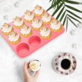 thumbnail image 3 of Silicone Muffin Mold, 2 Piece Muffin Mold, Cupcake Mold, Muffin Mold, Pink Muffin, Silicone Cupcake Mold, 12 Cavities Suitable for Muffins Cupcakes Br, 3 of 5