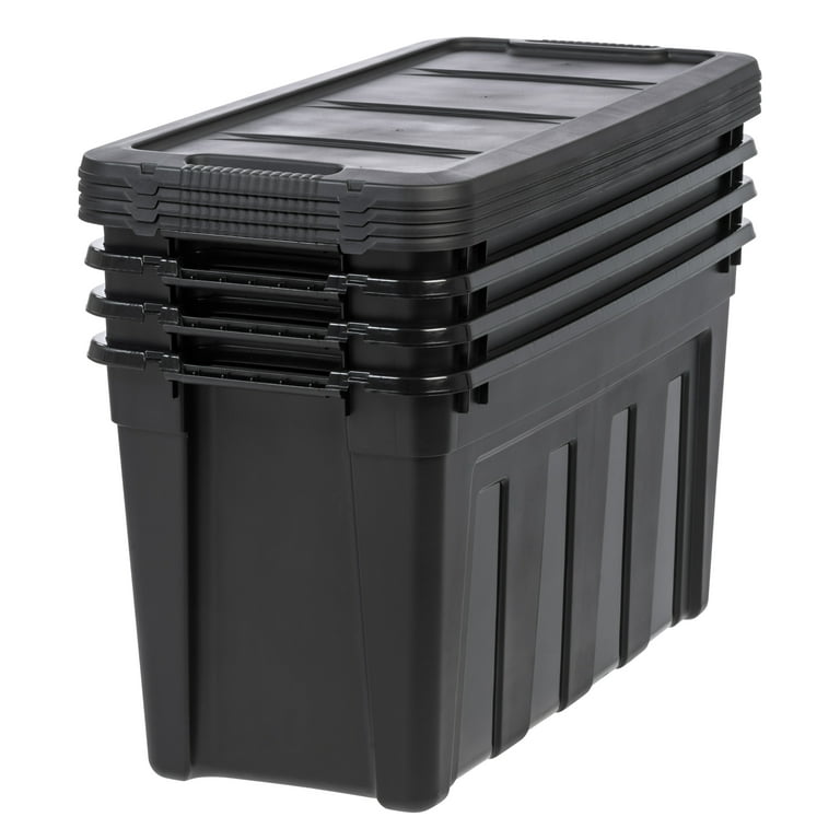 IRIS USA 4Pack 31gal Heavy Duty Storage Plastic Bin Tote Container, Black 