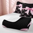 thumbnail image 4 of Erosebridal Sassy Satin Bow Ribbon Quilt King for Girls, Romantic Floral Print King Coverlet Set, 3 Pieces 1 Bedspread and 2 Pillowcases, 4 of 7
