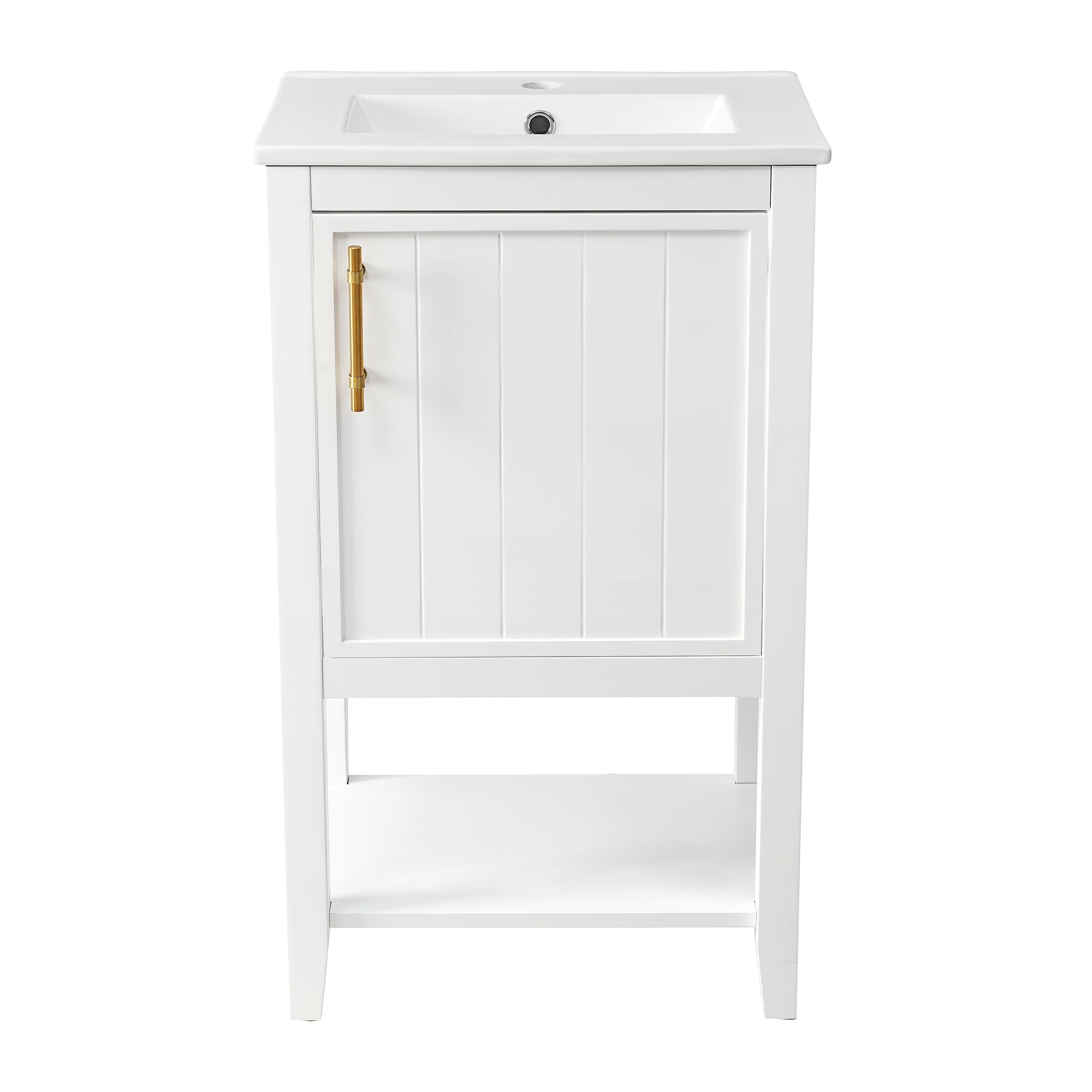 GDF Studio 20" Bathroom Vanity with Sink, Soft Closing Door, Storage Rack and Open Shelf, White