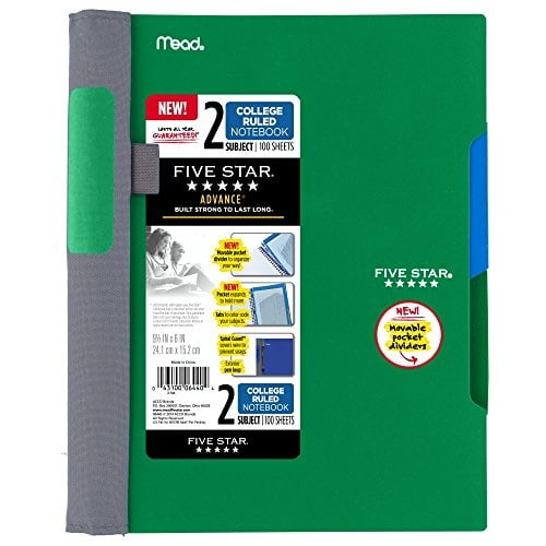 College Ruled Paper 2 Subject 100 Sheets, Details about   Five Star Advance Spiral Notebook 