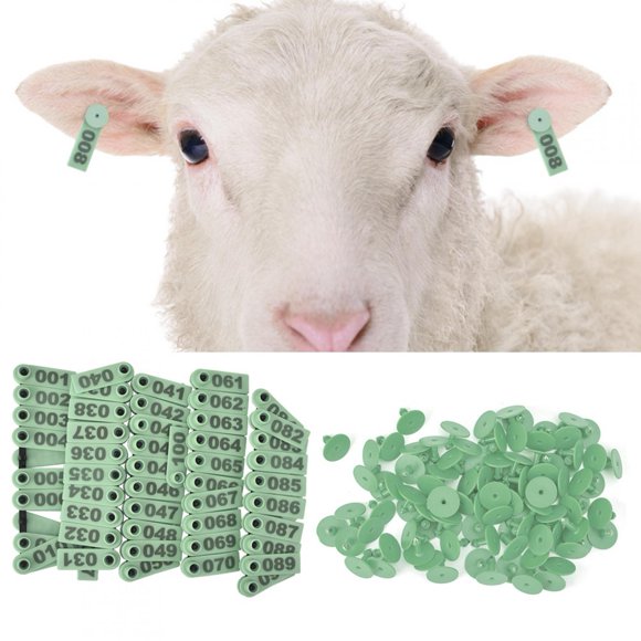 Rdeghly Ear Tag For Pig, Bright Color And Customized Number Printing 1-100 Number Livestock Ear Tag, Plastic Orange And Green For Goat Pig Deer Sheep
