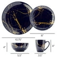 thumbnail image 3 of Elama Fine Marble 16 Piece Porcelain Dinnerware Set in Dark Blue with Gold Veining, 3 of 6