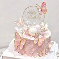 thumbnail image 1 of Adornos para tartas Hazyore Pink Butterfly Happy Birthday, 11 unidades, 1 of 9