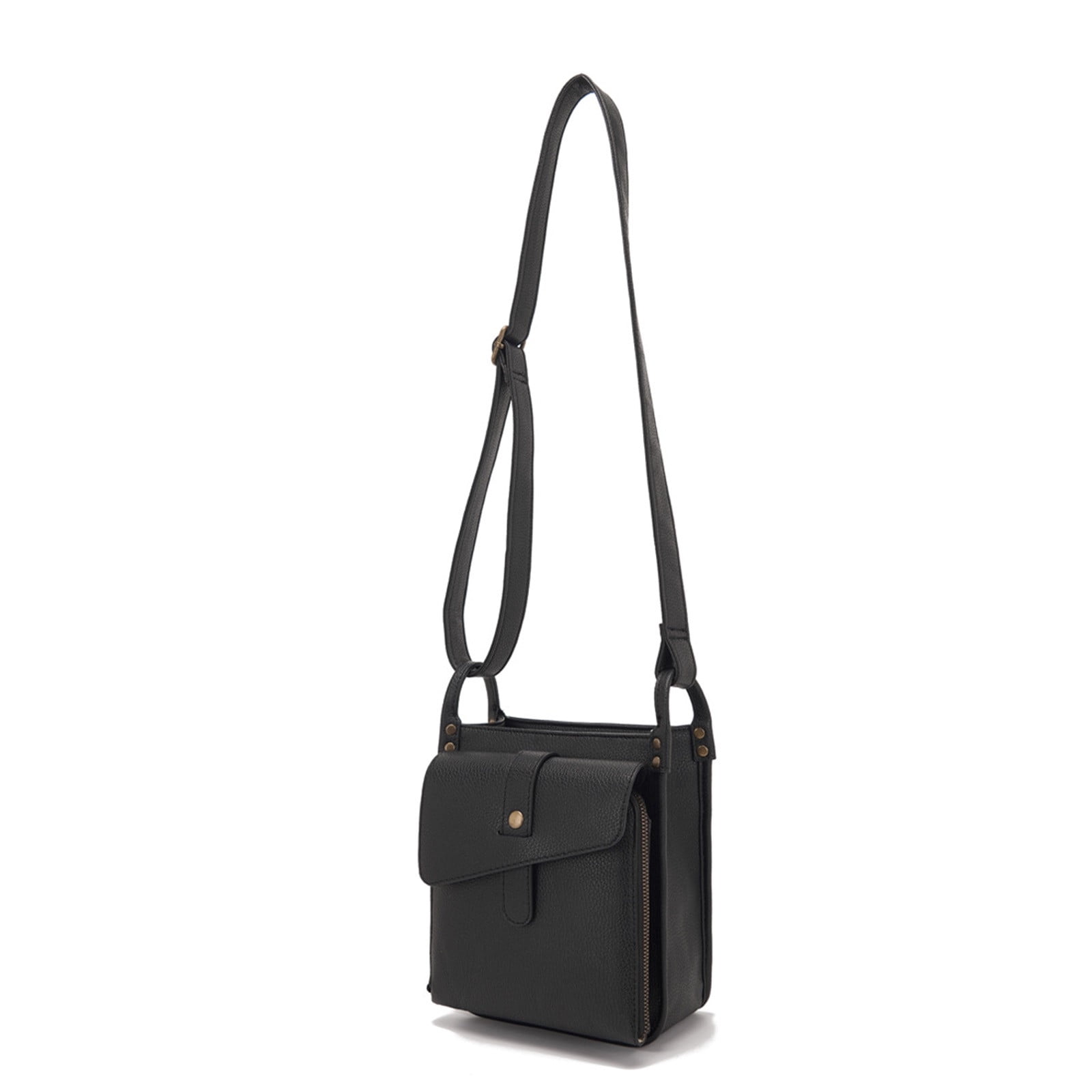Fnyoxu Women's Full Grain Leather Crossbody Purse with Built-in RFID Wallet - Lightweight Large Capacity Bag with Keychain & Adjustable Strap, 6.3x2.8x8.1in
