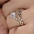 thumbnail image 2 of tasrioml 2Pcs/Set Chain Smooth Surface Wedding Bands Alloy Two-tone Rhinestone Women Rings Charm Jewelry, 2 of 7