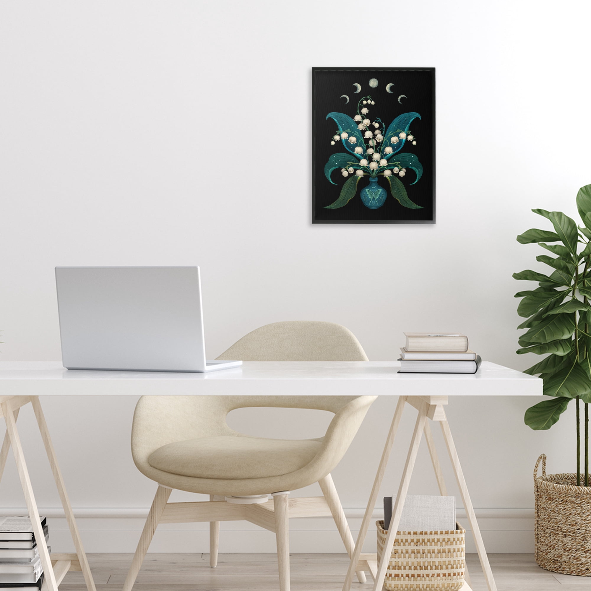 Stupell Industries Lunar Lily Of Valley Black Framed Giclee Art, design by Episodic Drawings