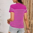 thumbnail image 5 of Soft Womens Striped Crop Top Casual Short Sleeve Crewneck T Shirt Boxy Relaxed Fit Summer Tee,Size L, 5 of 6