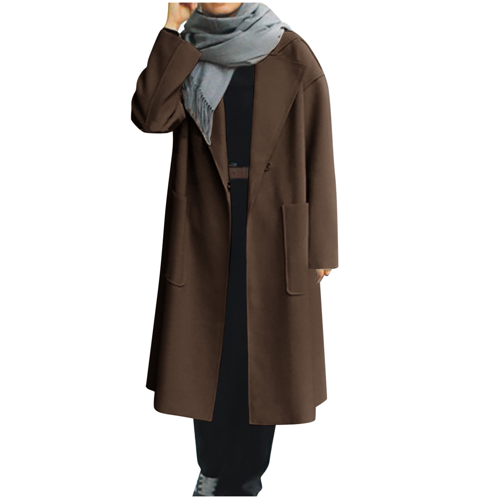 GXIPO Long Wool Coats for Women Plus Size Casual Formal Work