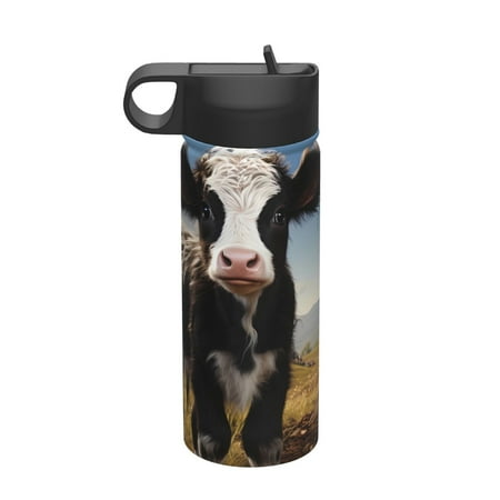 

Gaeub Cute Prairie Cow Printed 18oz Sports Insulated Kettle With Straw Sports Insulated Bottle Water Bottle For Running Hiking Cycling Climbing Mens Womans Insulated Water Bottle