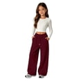 thumbnail image 6 of Kids Wide Leg Sweatpants Soft Fall Lounge Bottoms Drawstring Waist Side Pockets Adjustable Hem Casual Athletic Pants, 160, 6 of 6