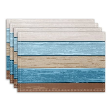 

Christmas Placemats Set of 4 Farmhouse Retro Rustic Wood Texture Placemat for Dining Kitchen Table Decoration Fall Table Mats for Indoor Outdoor Party 12 x 18 Inches