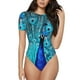 thumbnail image 1 of Balery Beautiful Blue Peacock Body de cuello redondo de manga corta para mujer Tops de manga corta Tops básicos-X-Large, 1 of 7