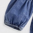 thumbnail image 6 of CAICJ98 Smocked Baby Girl Clothes Newborn Girl Bubble Denim Romper Long Sleeve Jumpsuit And Headband Outfit Cute Infant Fall Spring Clothing (Blue,6-12 Months), 6 of 7