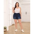thumbnail image 2 of HDE Women's Plus Size Jean Shorts High Waisted Pull On Shorts Dark Blue 26, 2 of 6