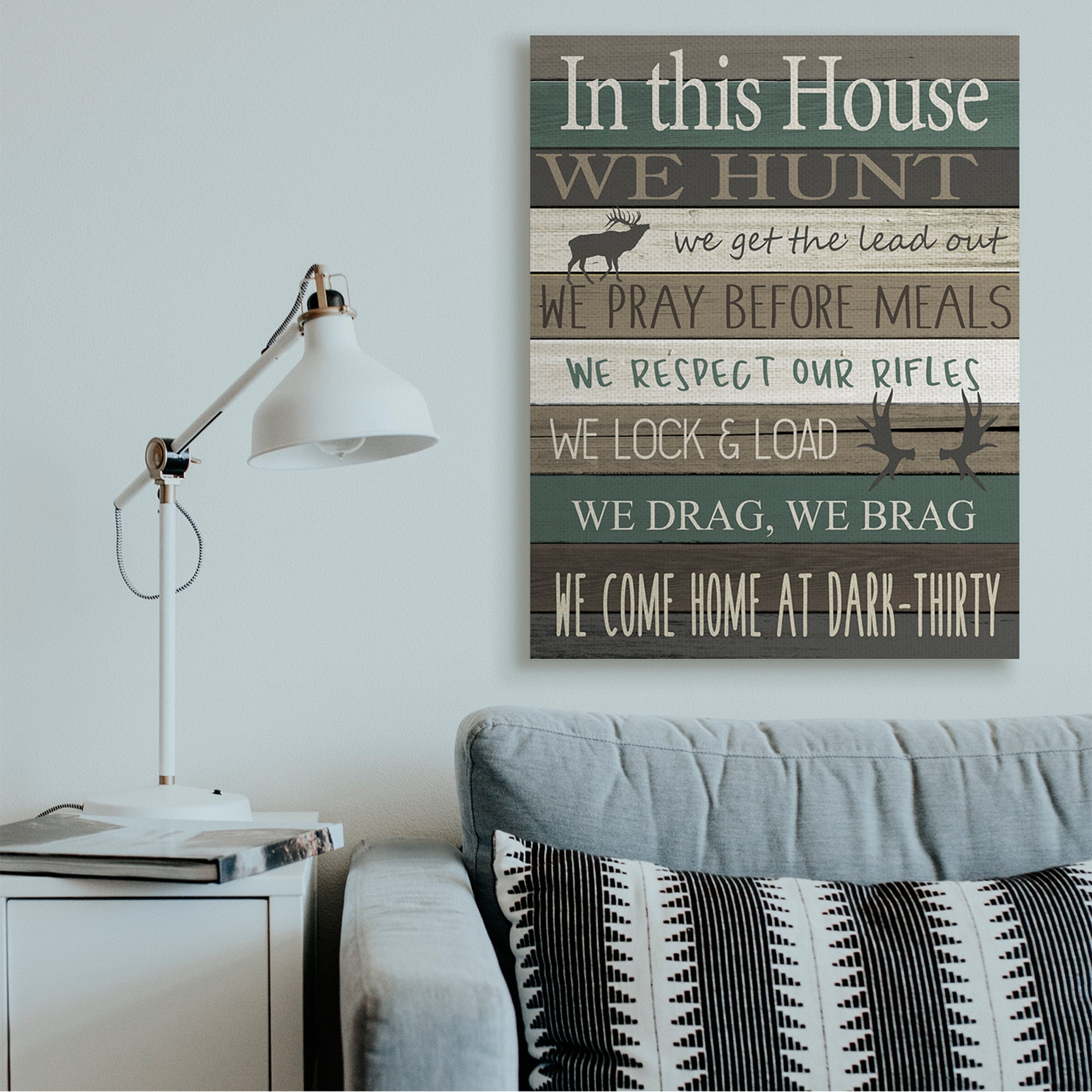 Stupell Industries Rustic Family House Rules Green Brown Tan Canvas Wall Art by Kim Allen