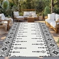 thumbnail image 2 of Black White Boho Outdoor Rug for Patio/Deck/Porch, Non-Slip Large Area Rug 3 x 5 Ft, Vintage Ethnic Tribe Abstract Art Retro Indoor Outdoor Rugs Washable Area Rugs, Camping Rug Carpet Runner, 2 of 8