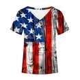 thumbnail image 4 of Qetyuw Womens Independence Day Shirts Summer Patriotic Stars and Stripes Graphic Tshirts Cute Short Sleeve Tees Trendy V Neck Blouses Tops Going Out Tops for Women, 4 of 5