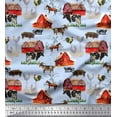 thumbnail image 1 of Soimoi Blue Poly Georgette Fabric Barn & Pet Animals Farm Print Sewing Fabric Yard 52 Inch Wide, 1 of 3