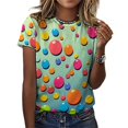 thumbnail image 3 of Colorful Dots T-Shirt O Neck Oversize T-Shirts Short Sleeve Classic Tees Women Summer Graphic Tops, 3 of 5