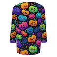thumbnail image 5 of Ladies 3/4 Sleeve Fashion Tops Halloween V Neck Fall Outfits Pumpkin Print Shirts, 5 of 5