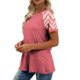 thumbnail image 4 of Tops de manga corta de mujer Casual Raglan manga fuera del hombro impresión blusa verano suave, 4 of 8