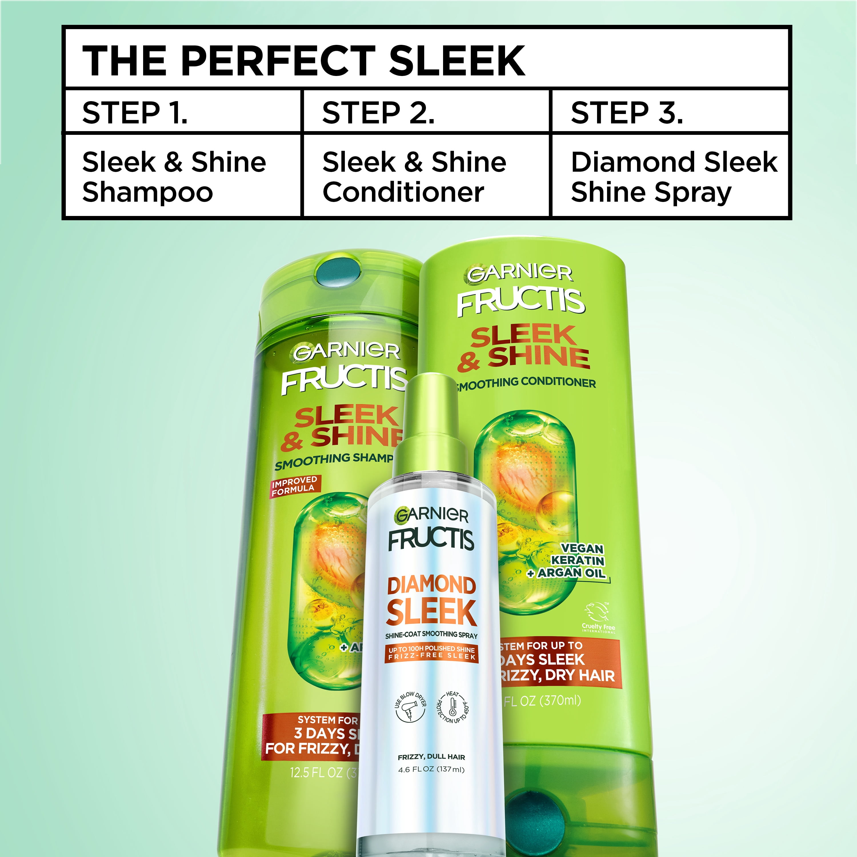 Garnier Fructis Diamond Sleek Shine Spray for Frizzy and Dry Hair, 4.6 fl oz