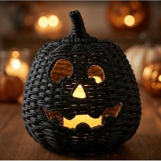 THOPBPRK 2026 Black Halloween Woven Pumpkin Jack-O'-Lantern