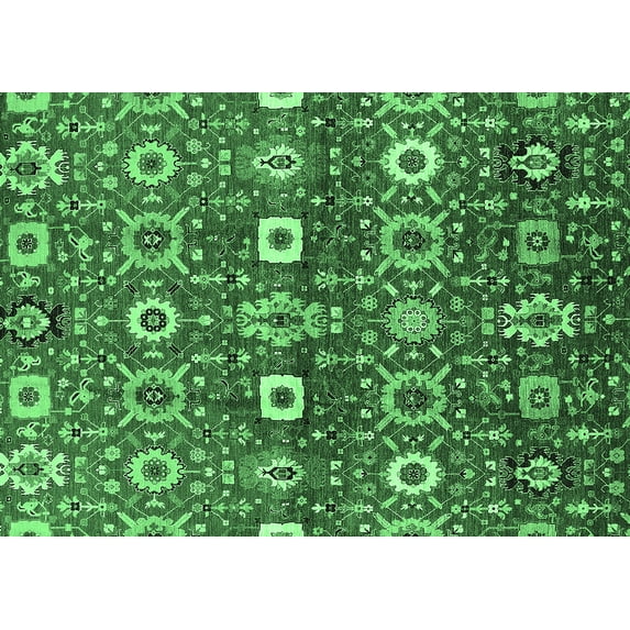 Ahgly Company Indoor Rectangle Oriental Emerald Green Industrial Area Rugs, 3' x 5'