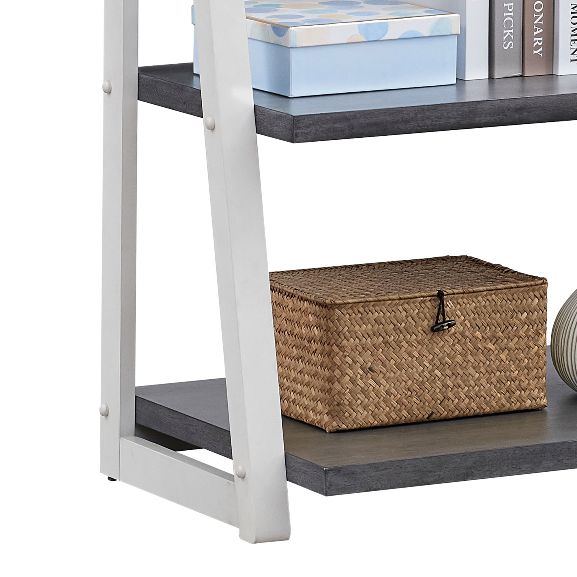 5-Tier Bookshelf,Modern Ladder Bookcase,5 Shelves Storage Rack Ladder Shelf for Living Room, Home Office,White